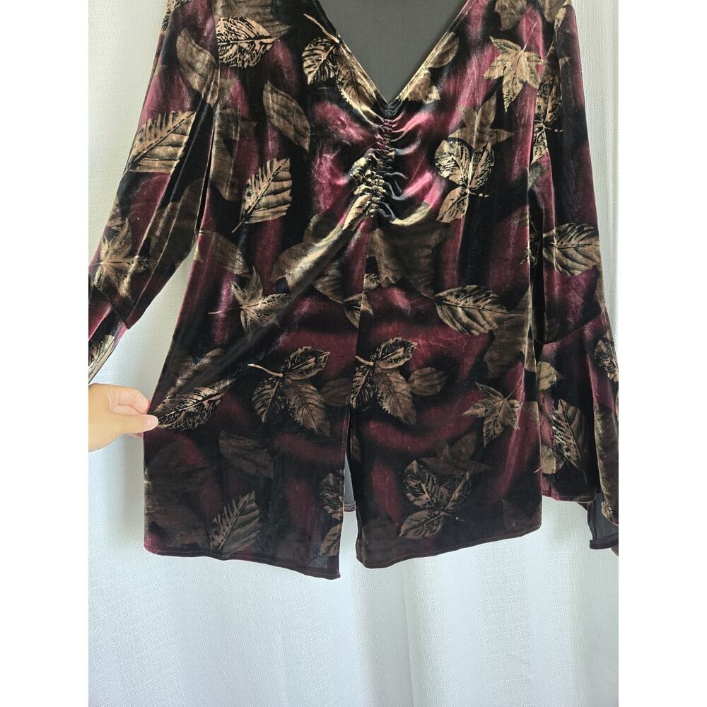 Velvet Floral Top Sz 18 Witchy Boho Gothic Whimsigoth Dark Romantic Renaissance - Picture 8 of 10